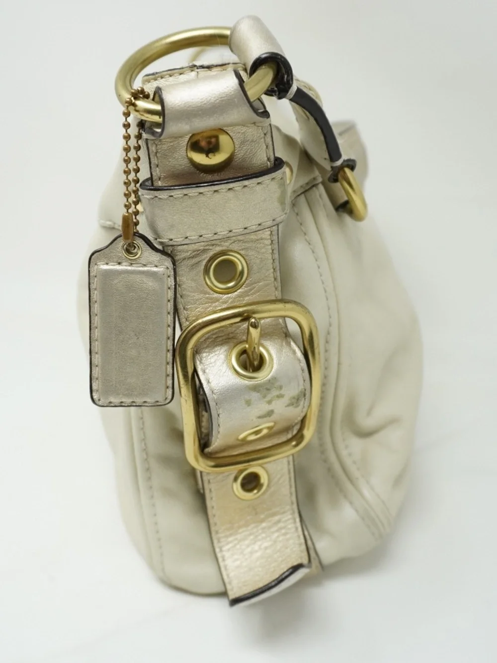 COACH Ivory Leather Zoe Hobo